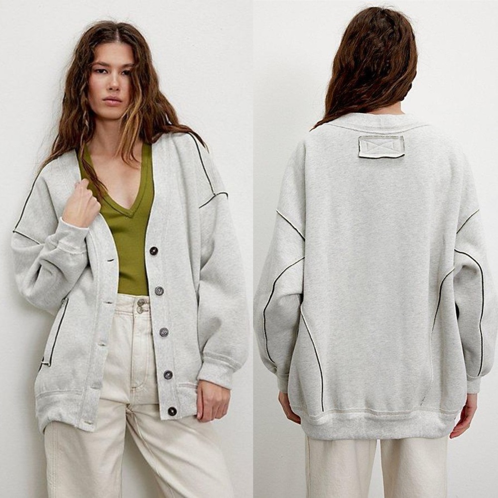 NWT Free People Grandpa Sweatshirt Cardigan